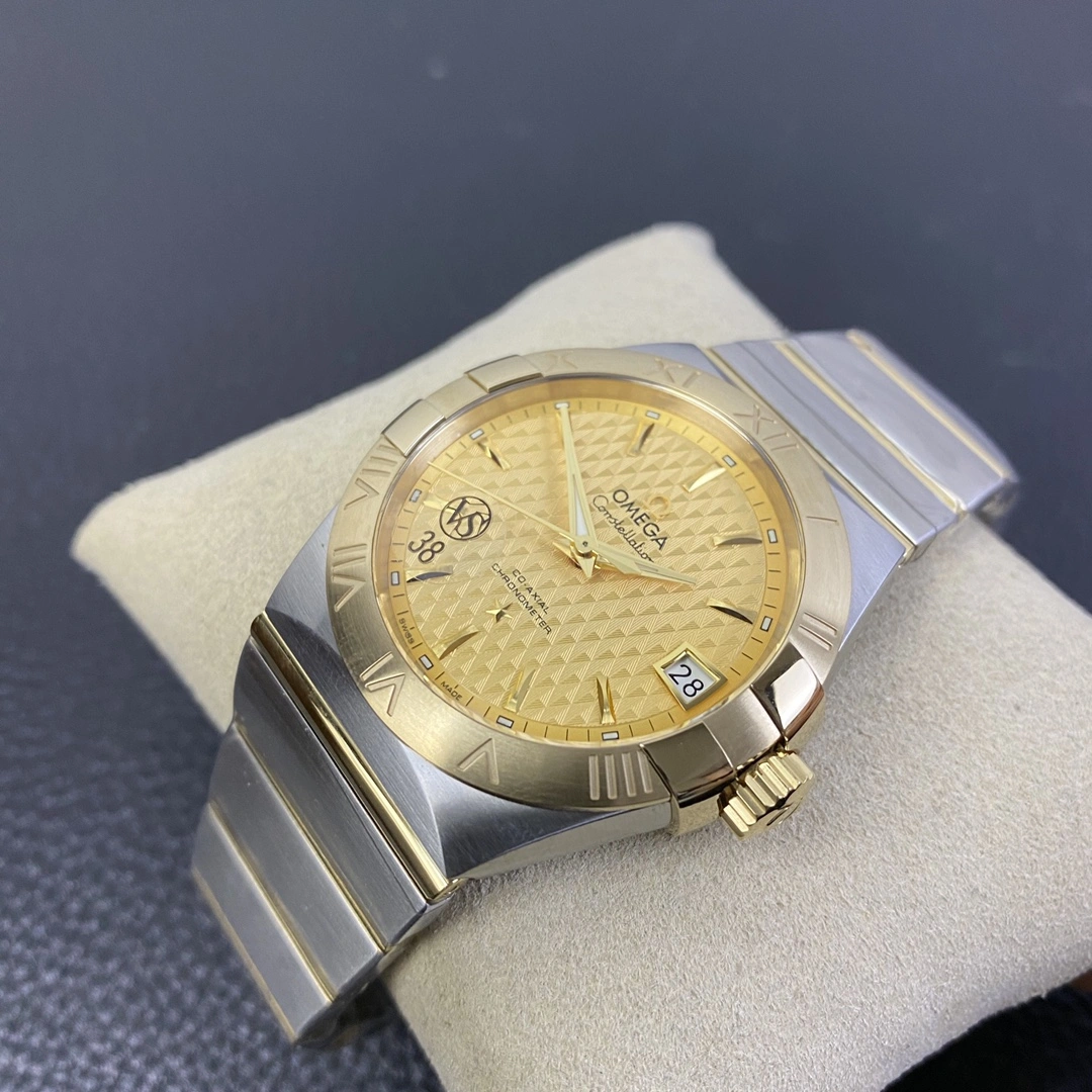 Effortless CBD Factory Omega Constellation 38mm Two-Tone Yellow Gold Textured Dial (123.20.38.21.08.001) 1:1 Super Clone – DD8500 Movement 307